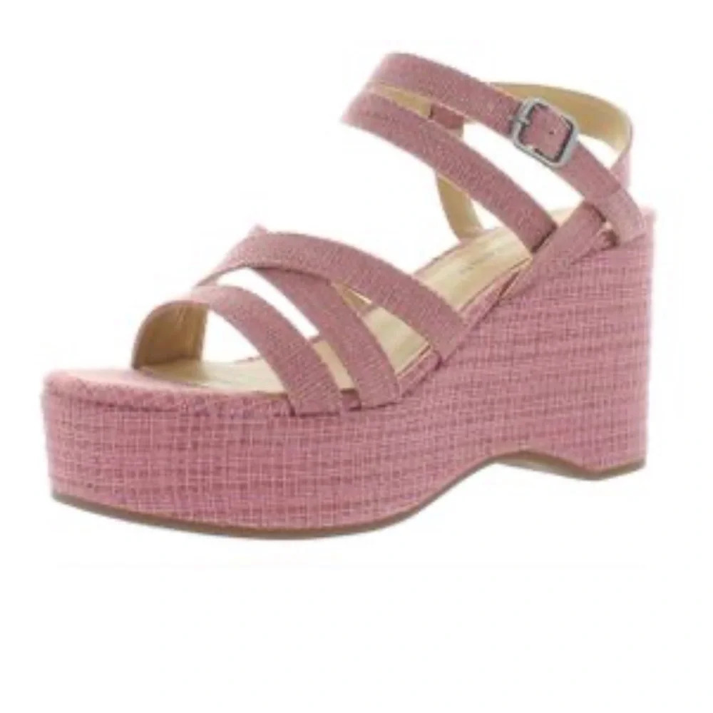 Lucky Brand Women's Carlisha Wedge flatform Strappy Sandal size 9.5 pink